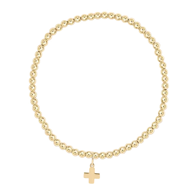 enewton Extends - Classic Gold 3mm Bead Bracelet - Signature Cross Gold Charm