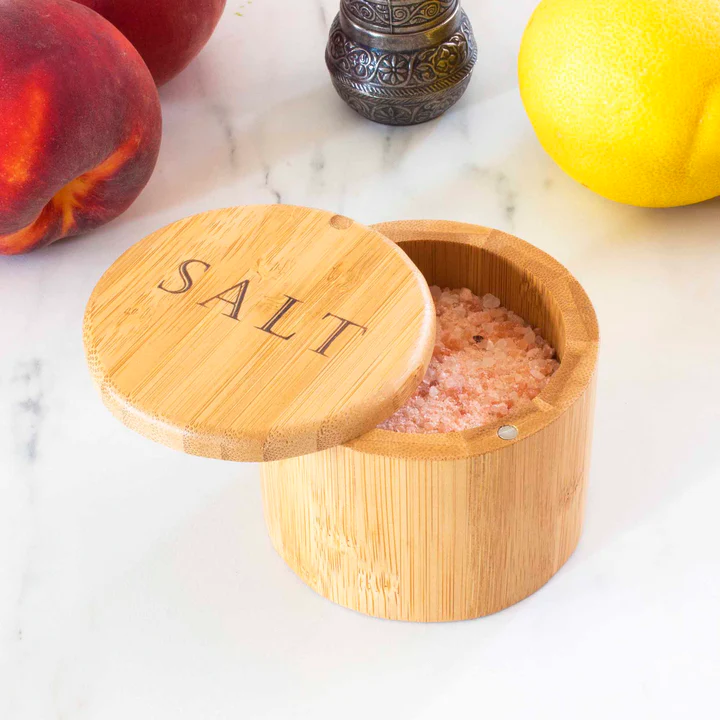 "Salt" Engraved Salt Cellar & Spice Storage Box
