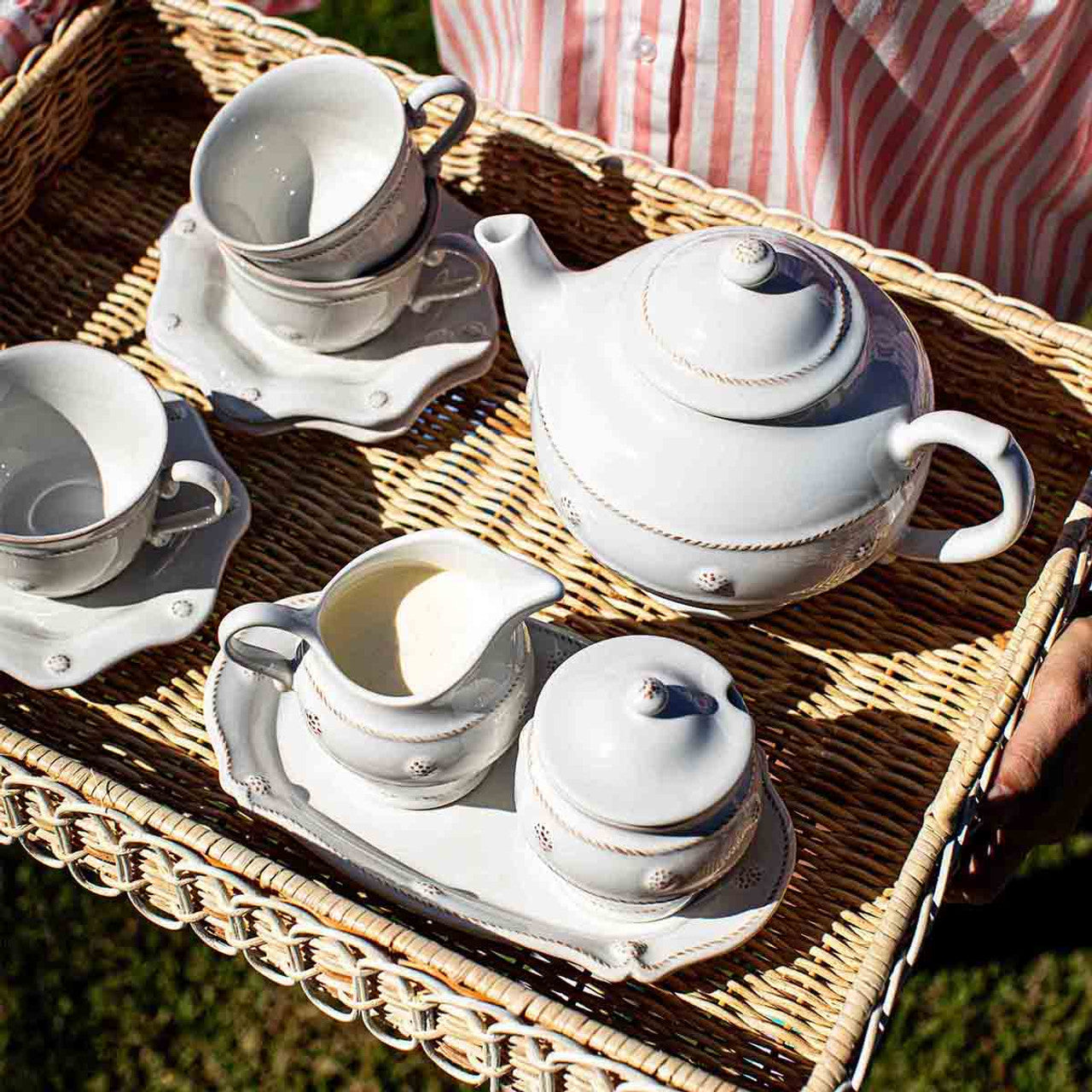 Berry & Thread Sugar and Creamer Set/3pc - Whitewash