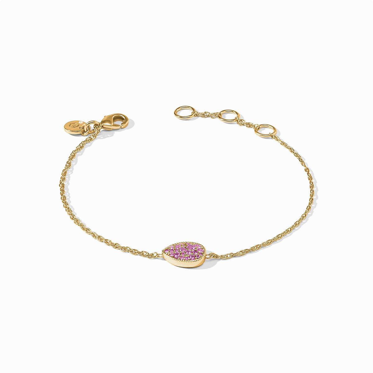Julie Vos Pavé Teardrop Delicate Bracelet, Pink Tourmaline