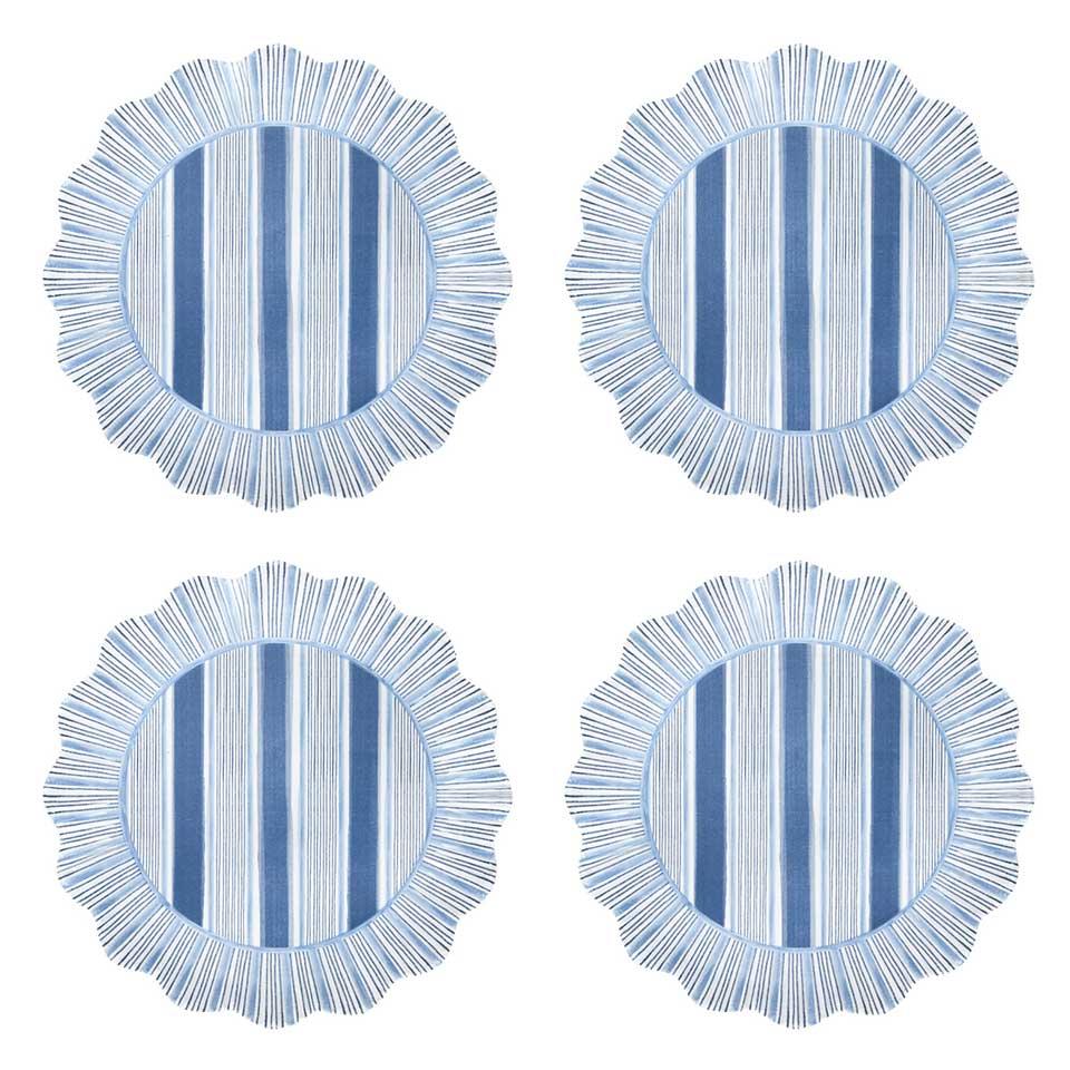 Cabana Stripe Melamine Dessert/Salad Plate Set/4 - Ocean