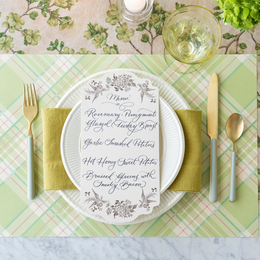 Bright Green Plaid Placemat