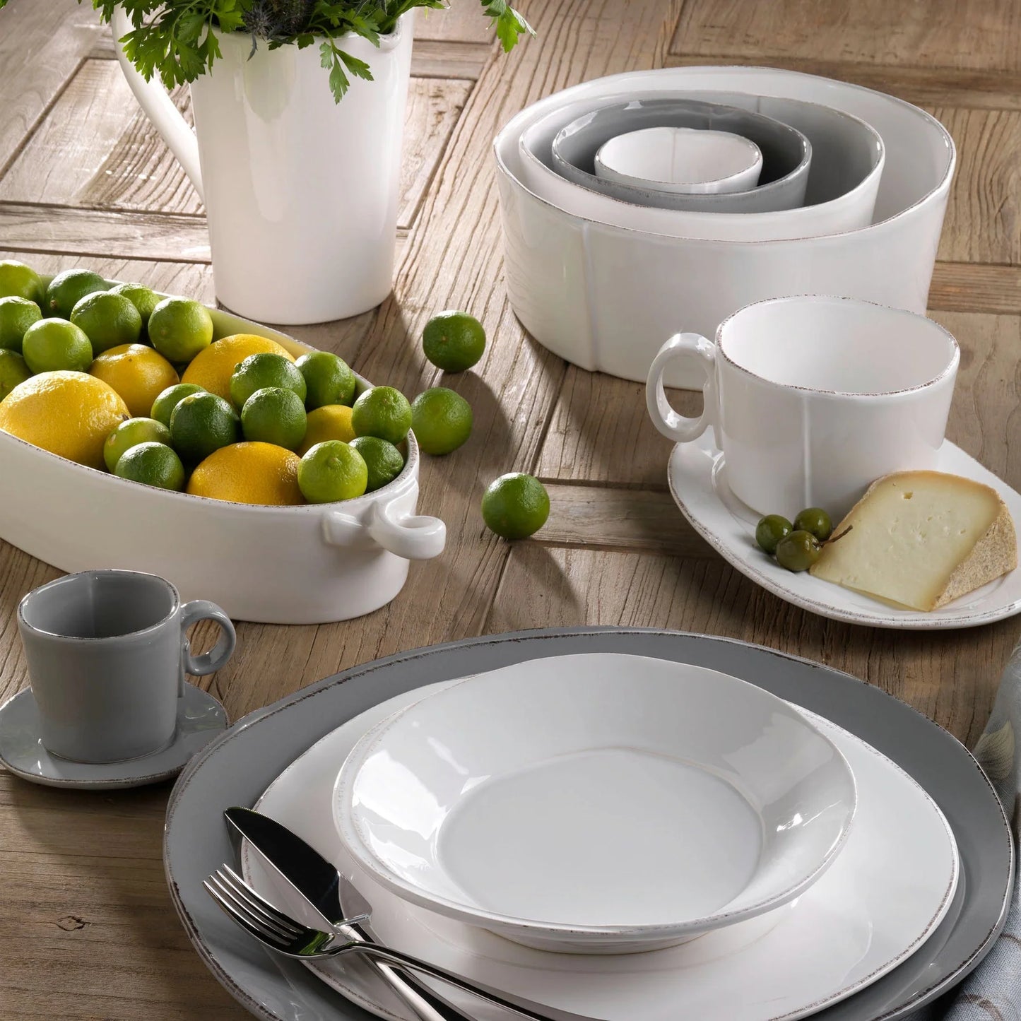 Lastra White European Dinner Plate