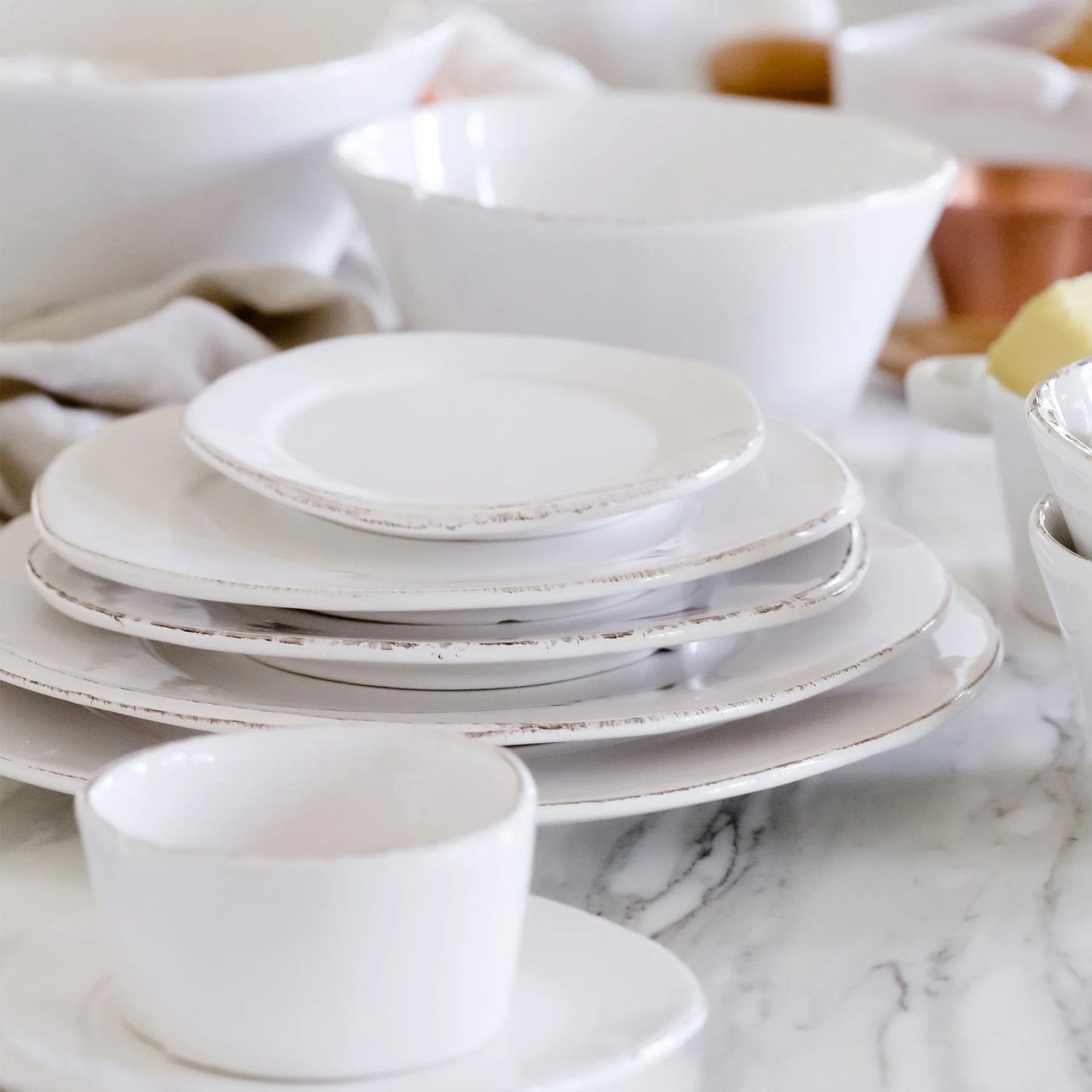 Lastra White European Dinner Plate