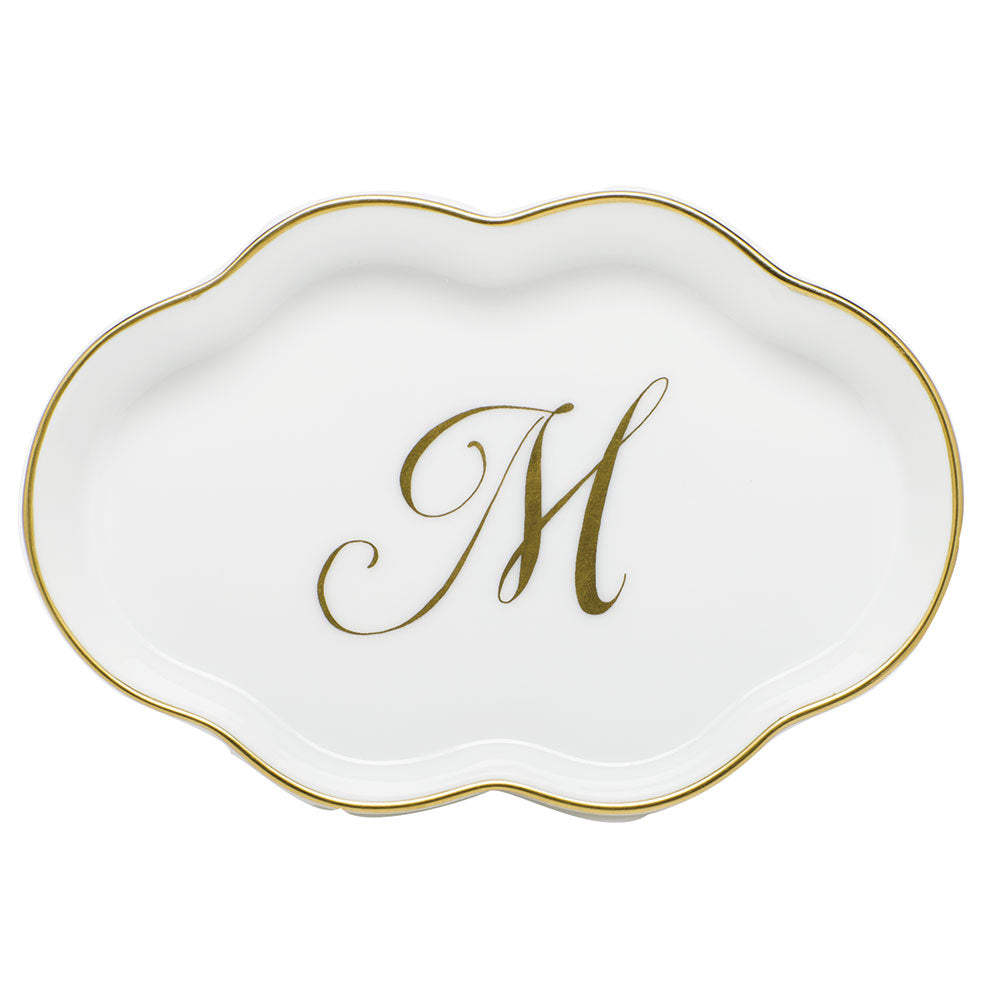 Scalloped Tray with Monogram — Gold
