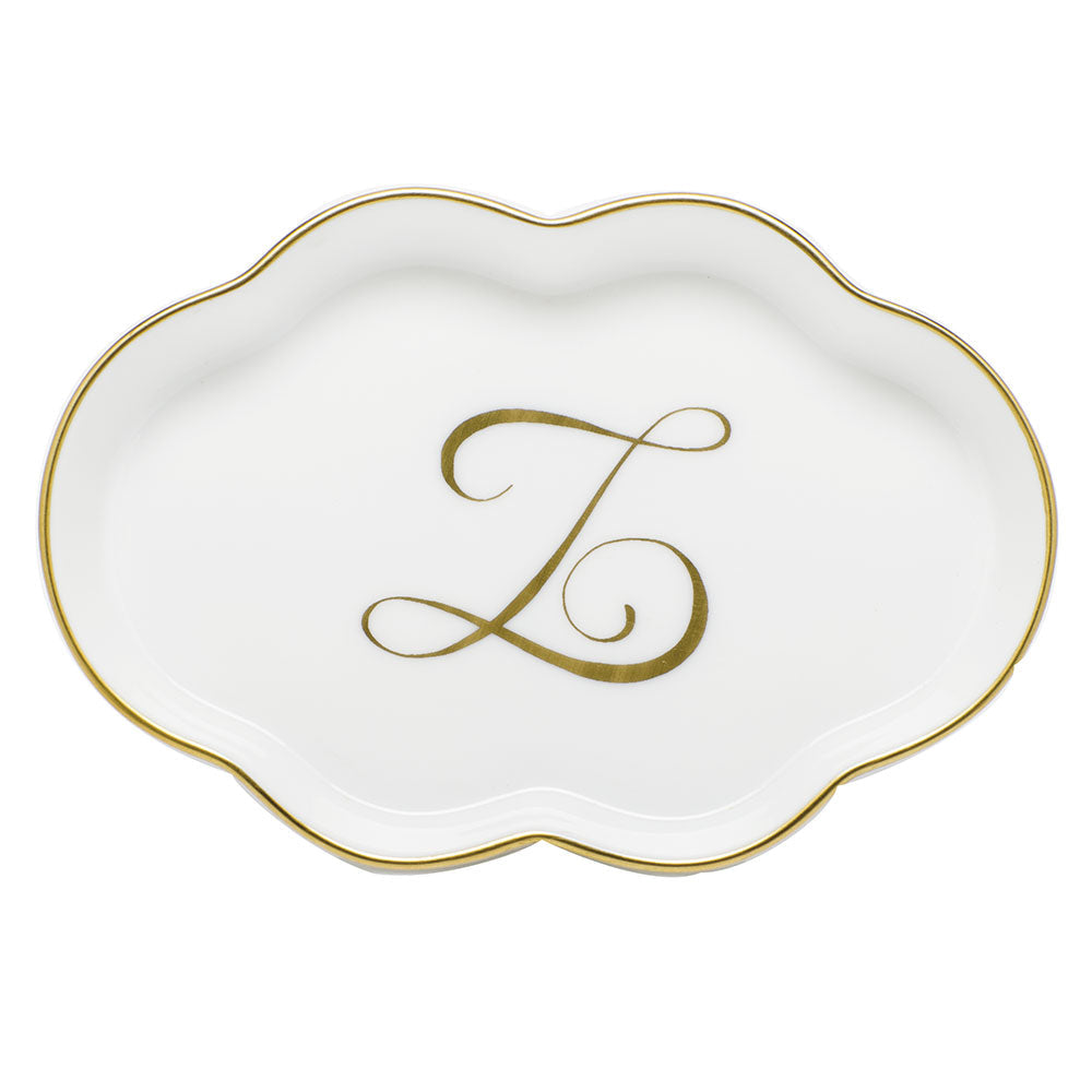Scalloped Tray with Monogram — Gold