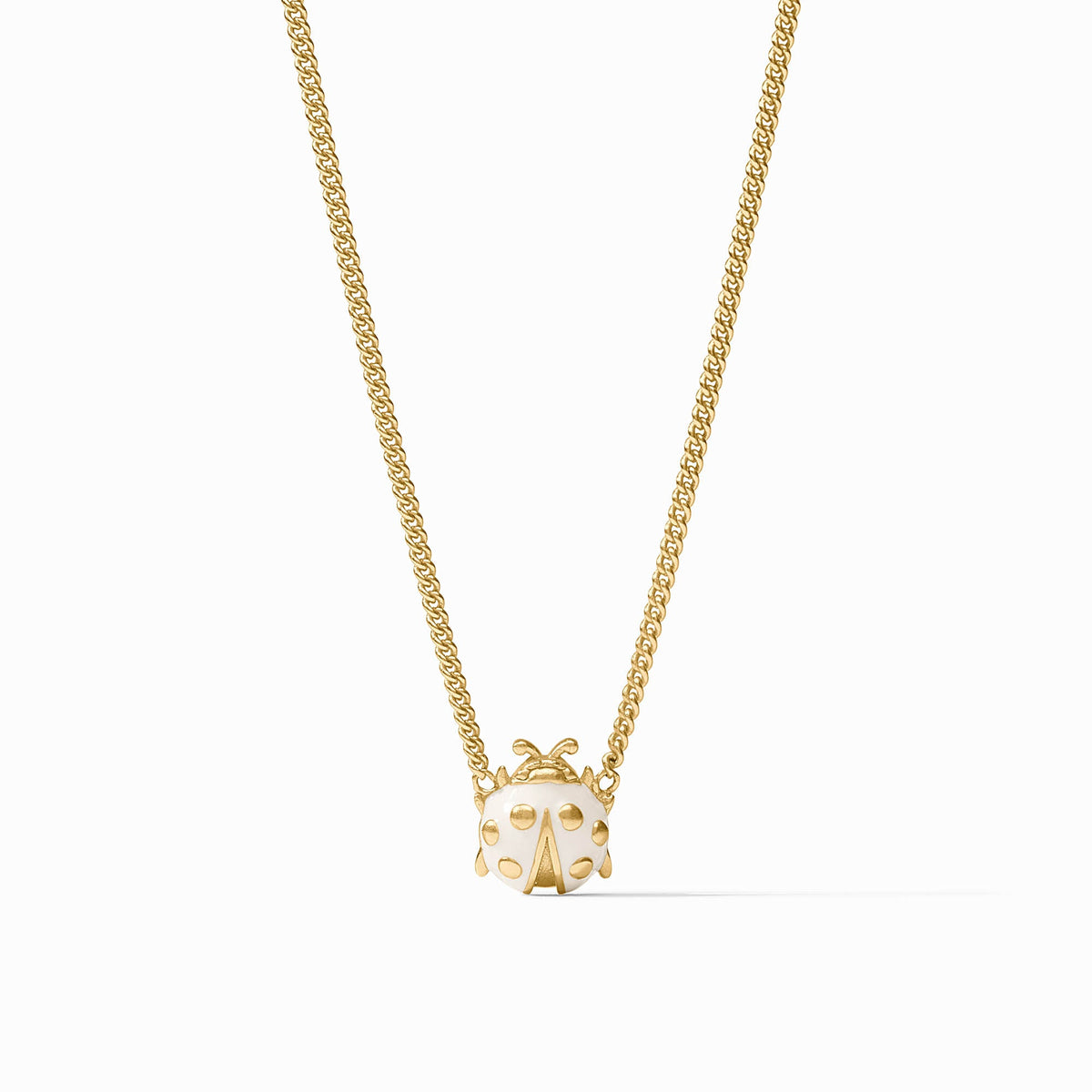 Julie Vos Ladybug Delicate Necklace, Ivory Enamel