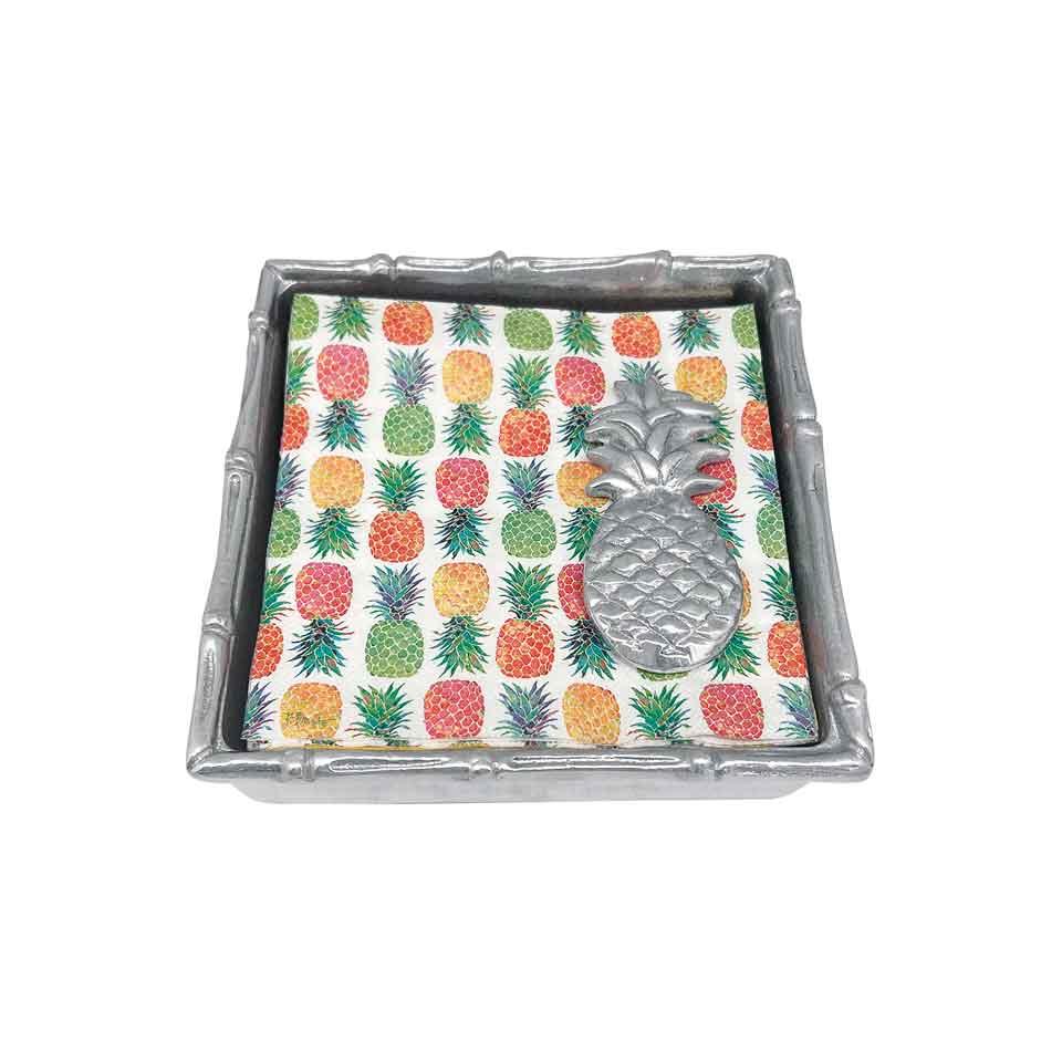 Tropical Pineapple Bamboo Napkin Box Set