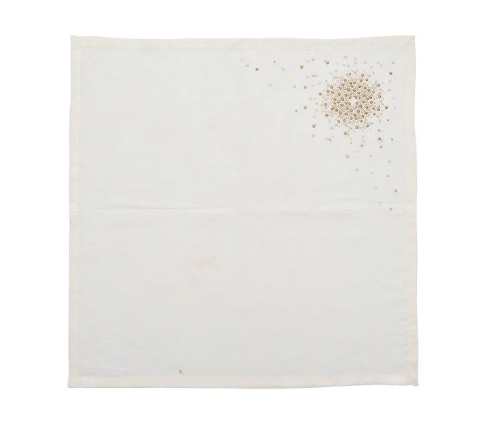 Starburst Napkin in White, Gold & Silver