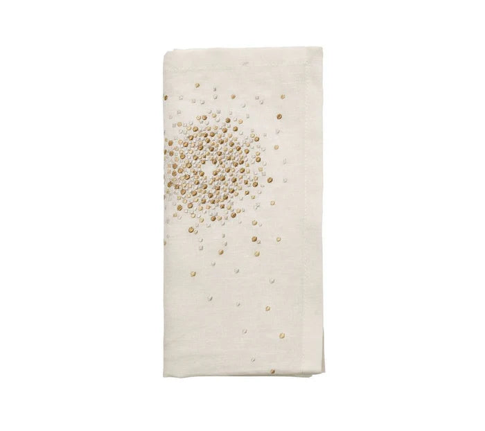 Starburst Napkin in White, Gold & Silver