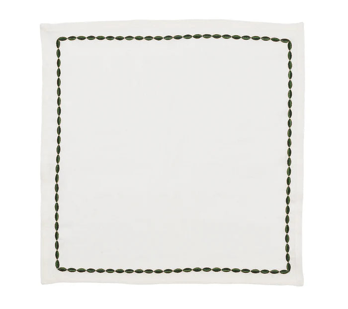 Swag Napkin in White, Green & Gold