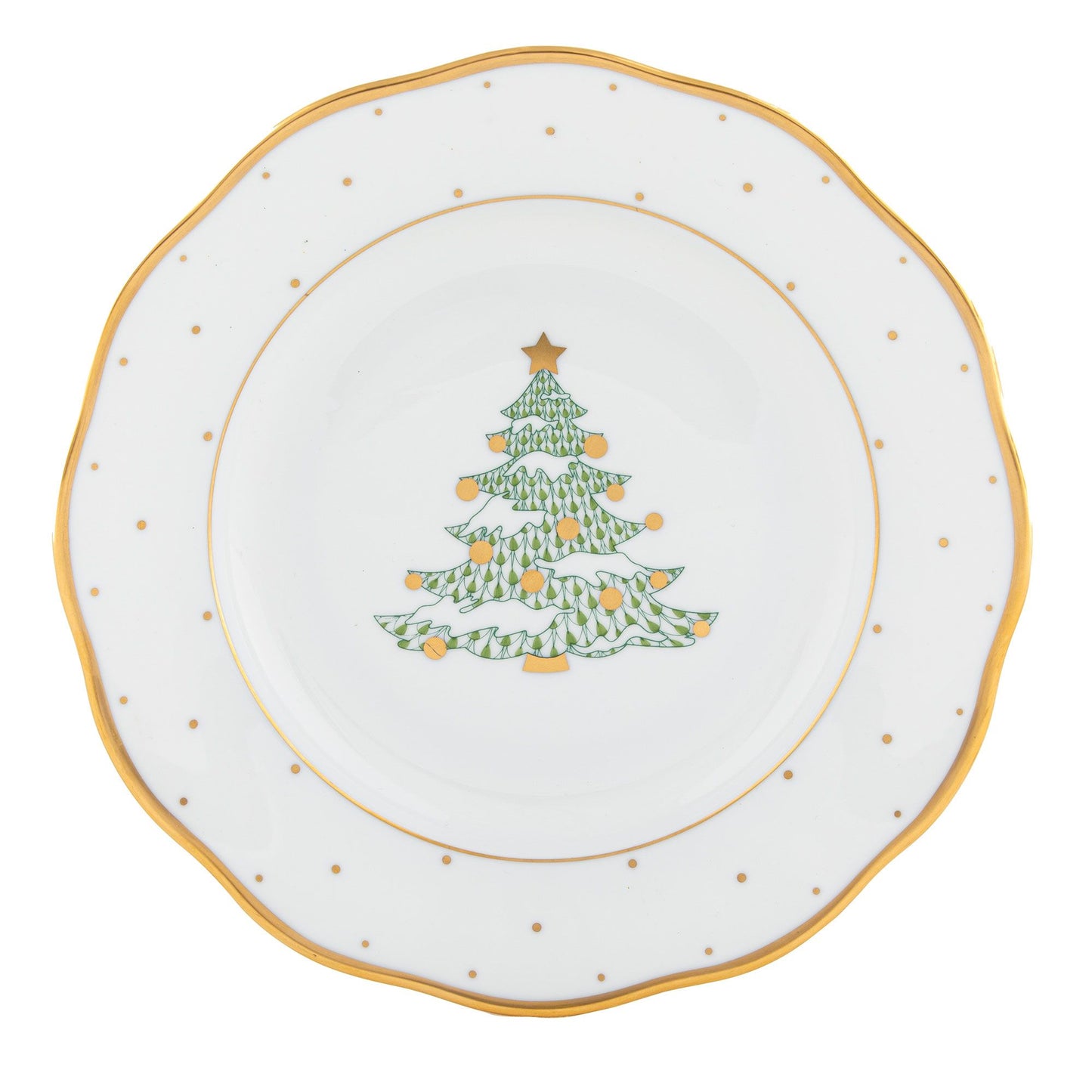 Christmas Dessert Plate in Forest Green - Tree