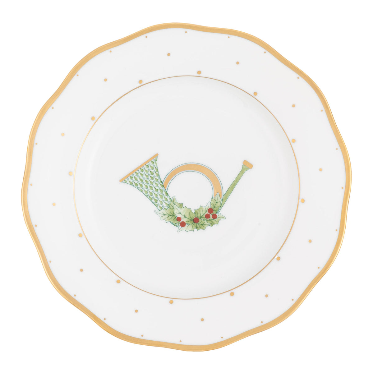 Christmas Dessert Plate - Horn