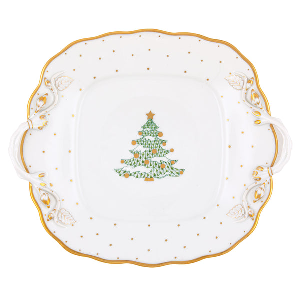 Christmas Christmas Tree Sq Cake Plate