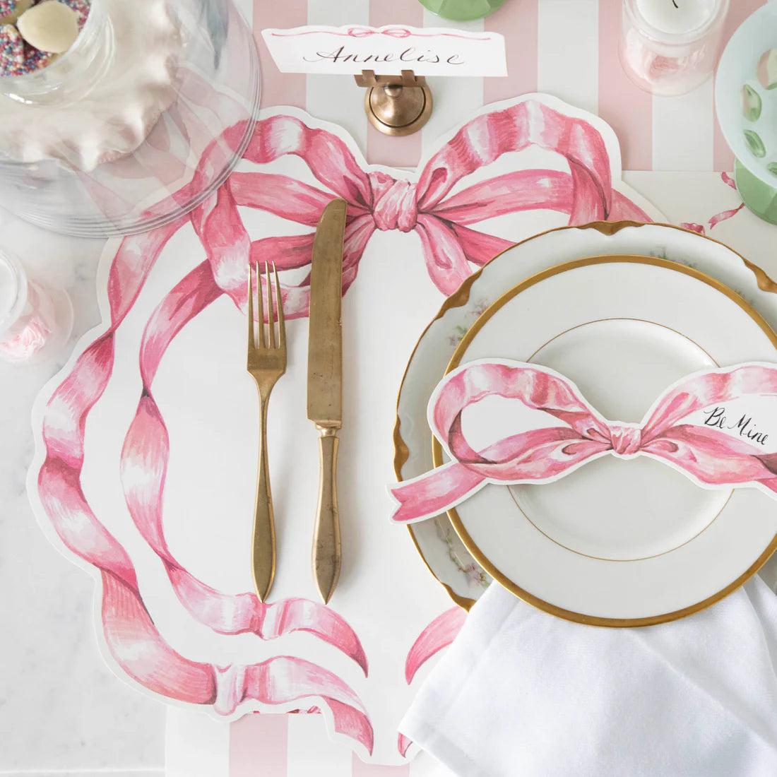 Die-Cut Pink Bow Placemat