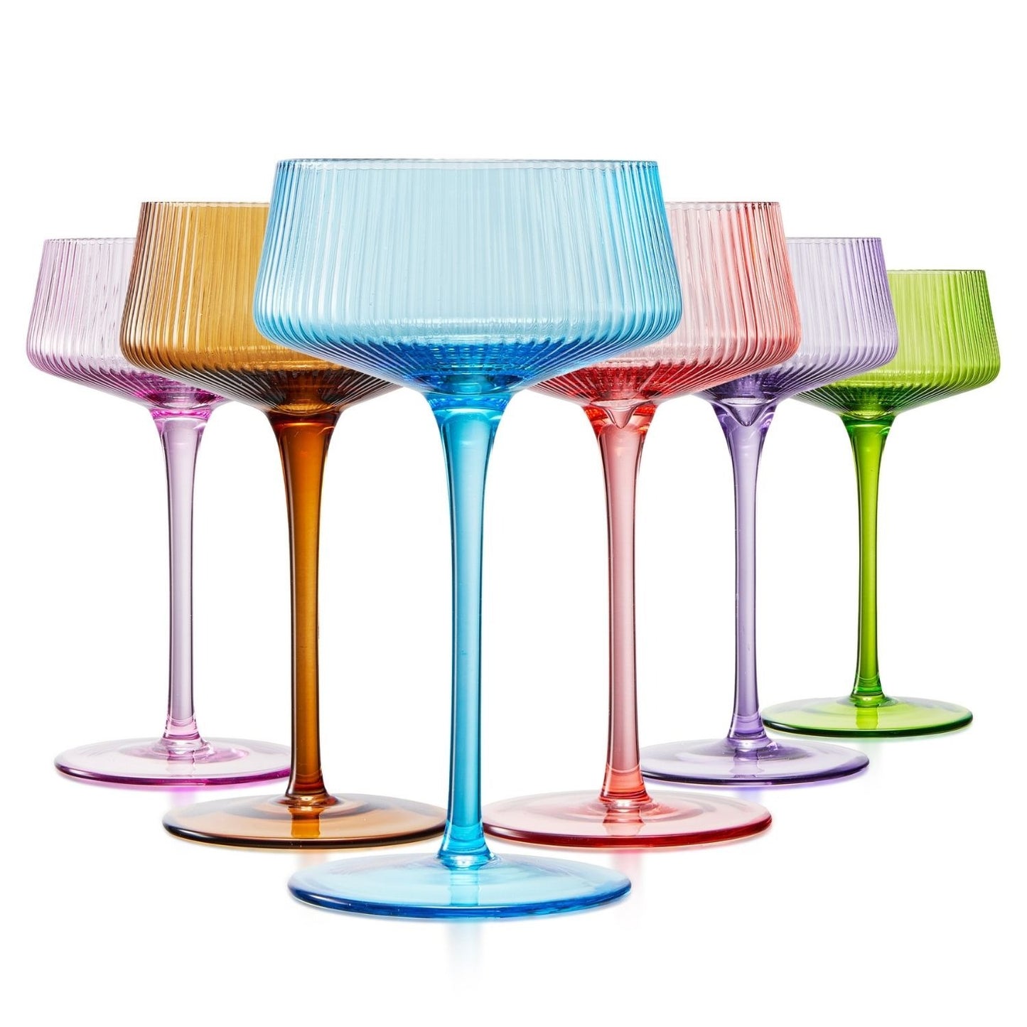 KHEN - Vintage Ribbed Coupe Glasses - Set of 6