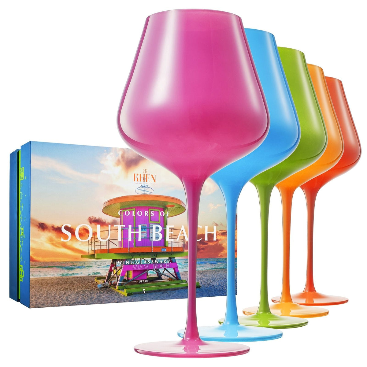 Colors of South Beach, Miami, City Wine Glass | Set of 5