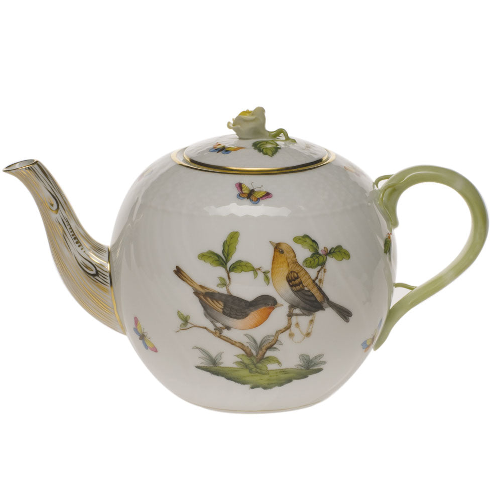 Rothschild Bird Tea Pot with Rose, Motif 9, 60 oz, 6.5″ tall