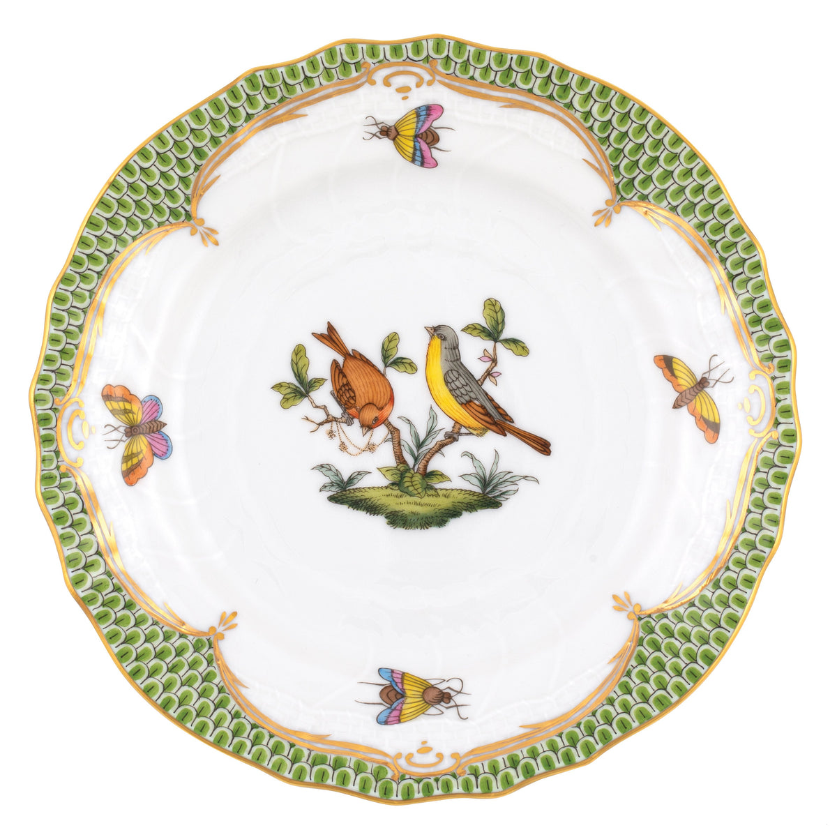 Rothschild Bird Green Bread and Butter Plate, Motif 7
