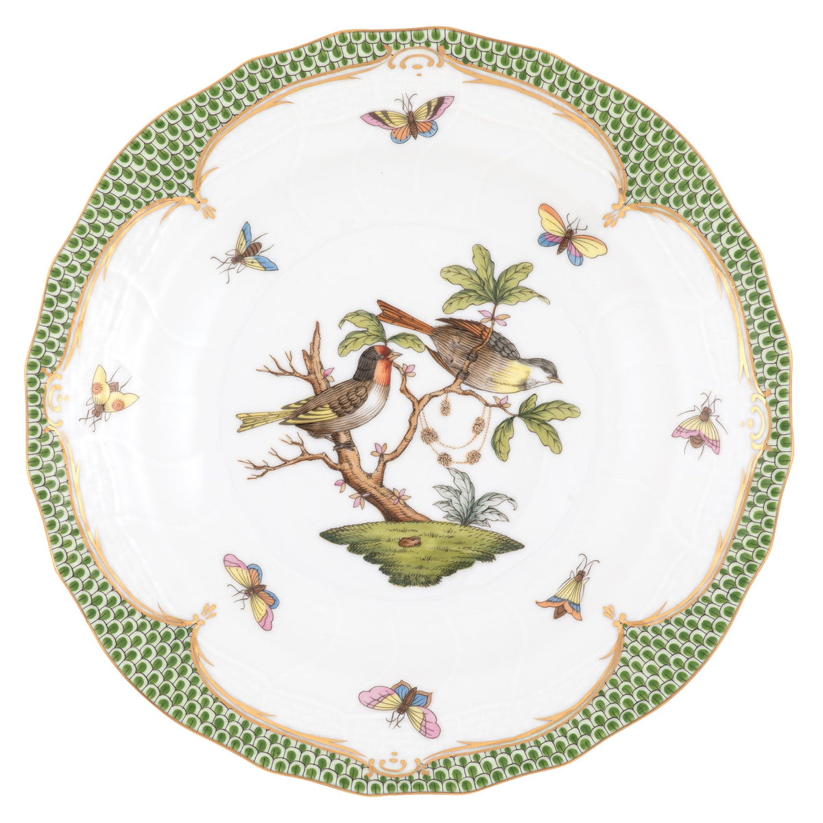 Rothschild Bird Green Dessert Plate, Motif 11