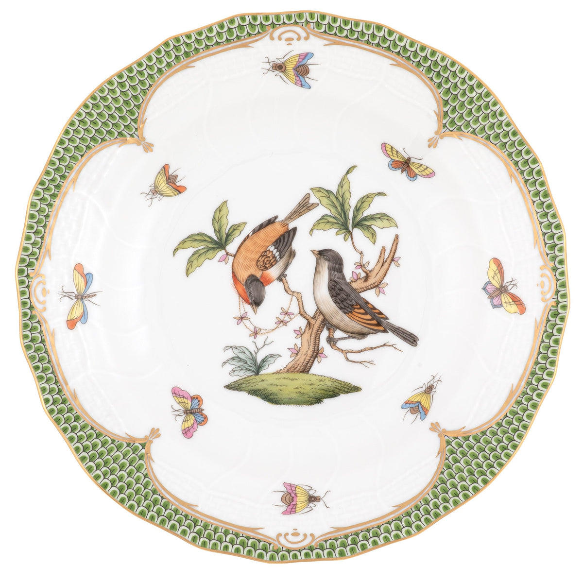 Rothschild Bird Green Dessert Plate, Motif 12