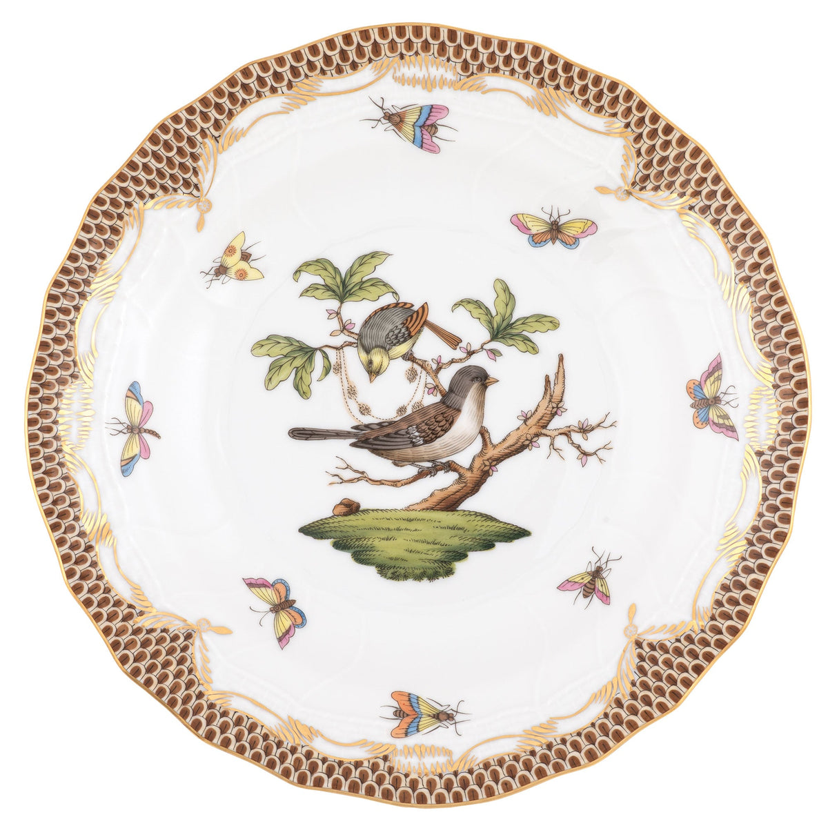 Rothschild Bird Brown Dessert Plate, Motif 1