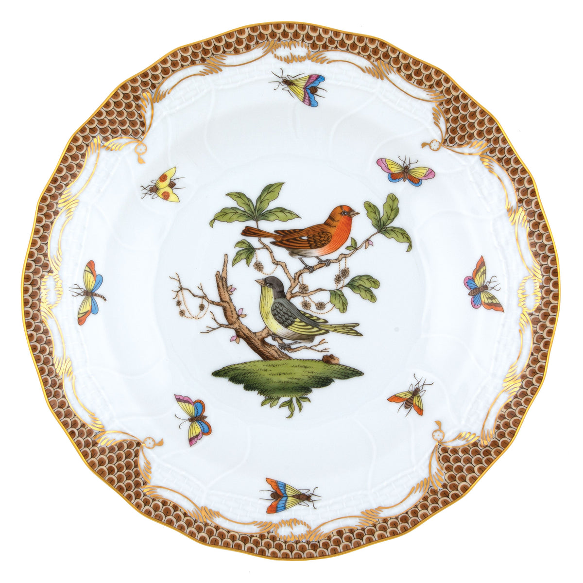 Rothschild Bird Brown Dessert Plate, Motif 3