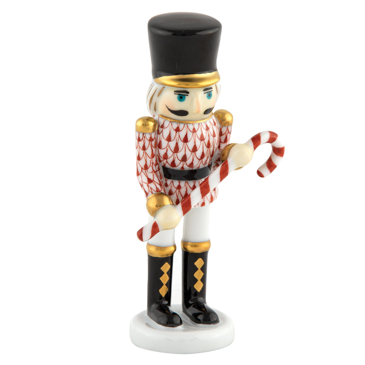Small Nutcracker W/candy Cane — Rust