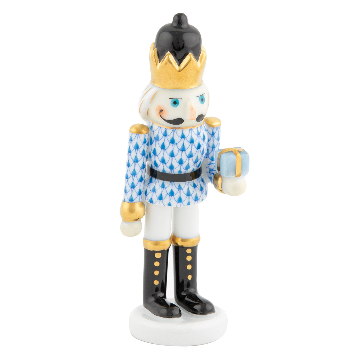 Nutcracker with Gift — Blue
