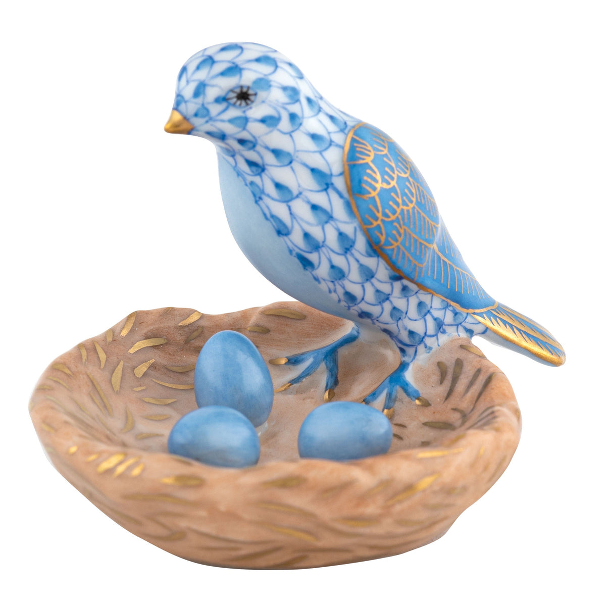 Bird with Nest — Blue