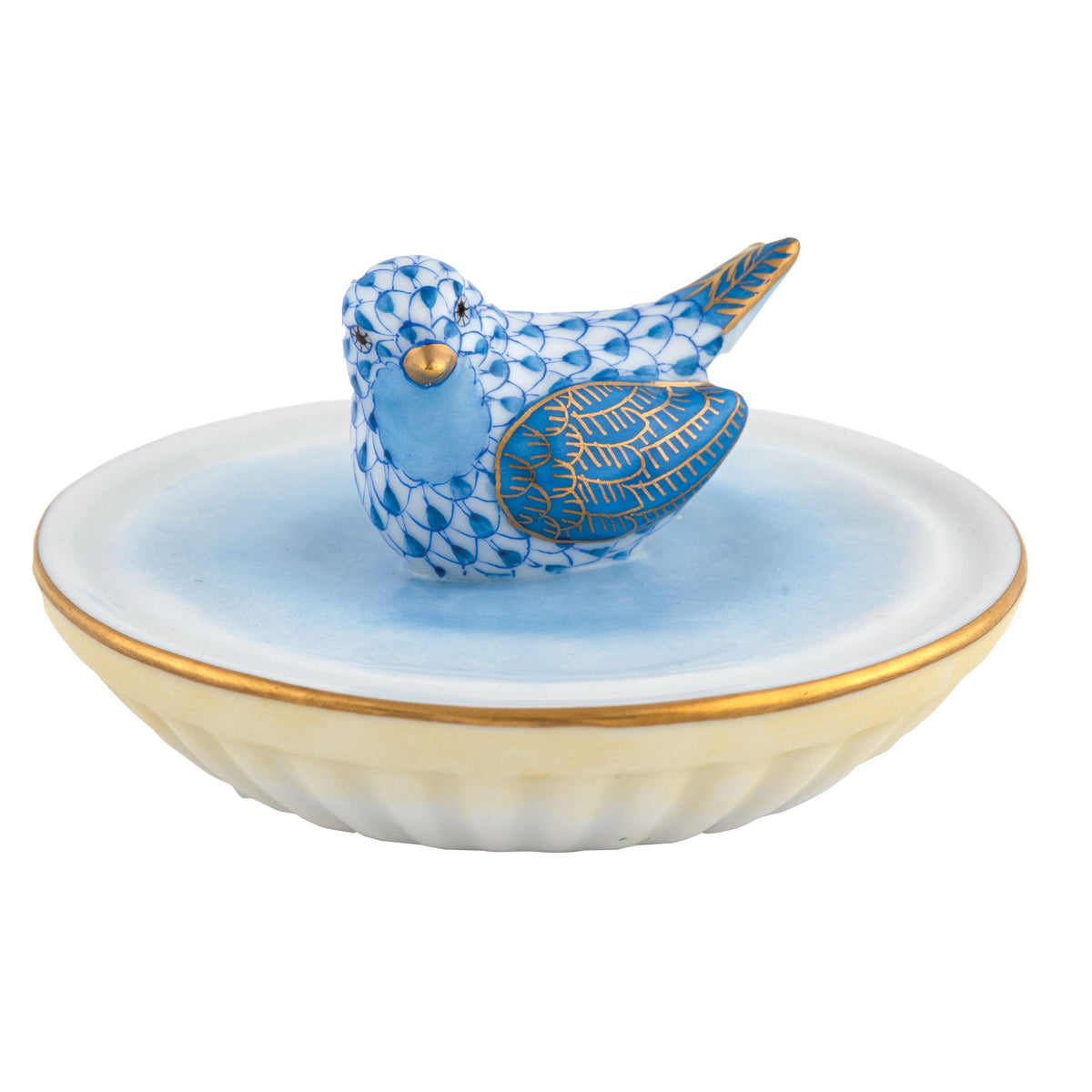Bird In Bird Bath — Blue