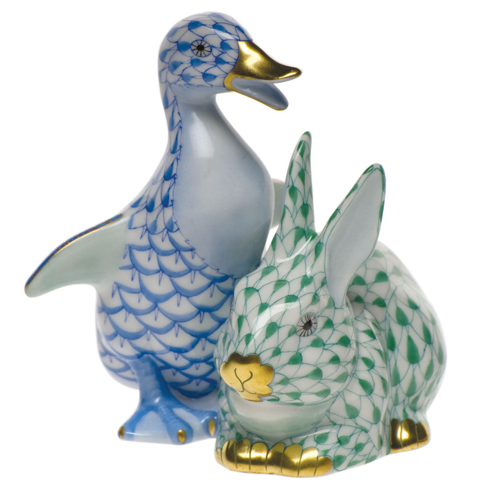 Duckling and Bunny — Blue & Green