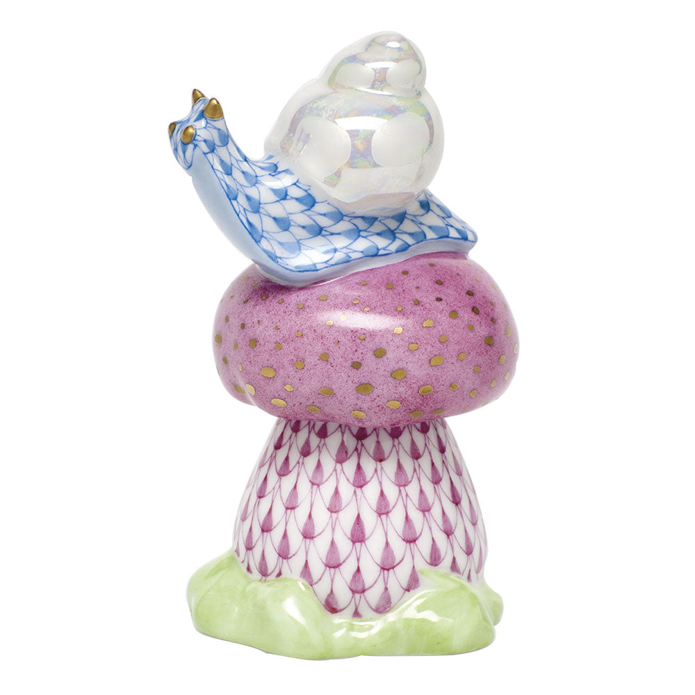 Snail On Mushroom — Blue & Raspberry