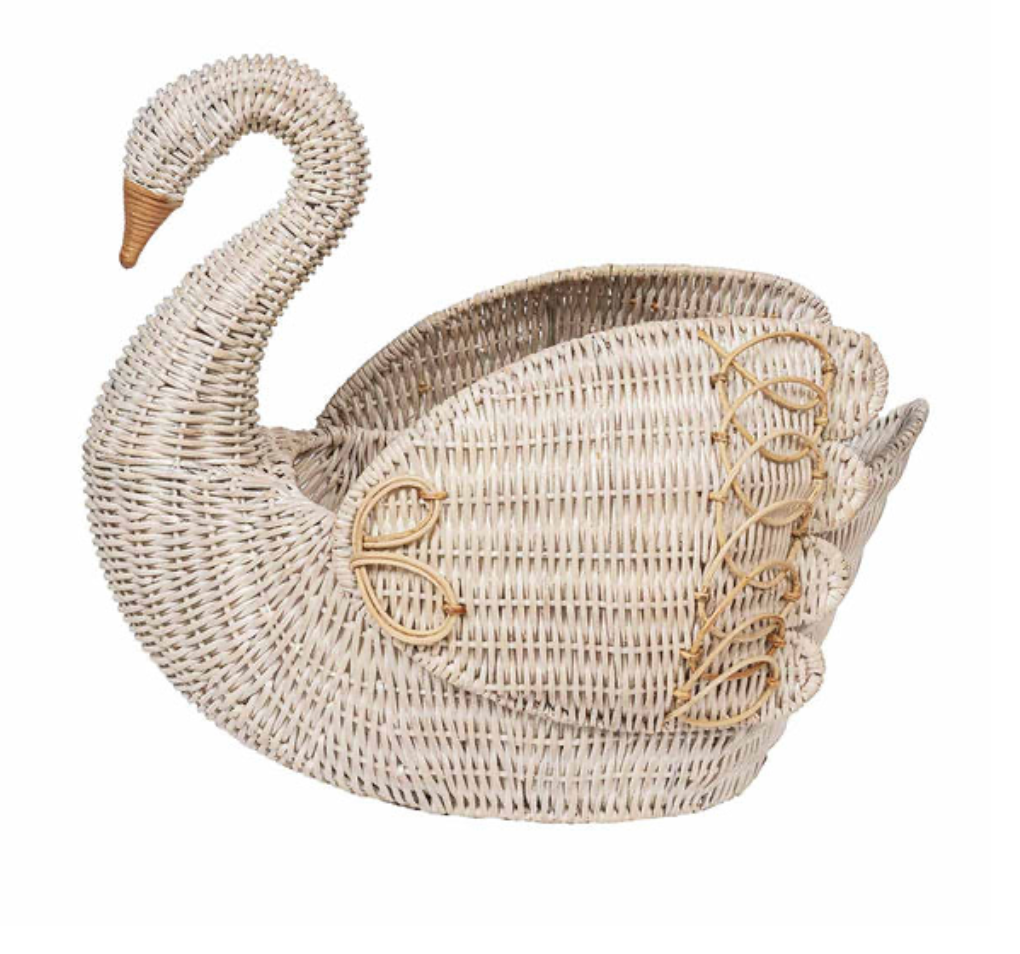 Provence Rattan Swan Basket - Whitewash