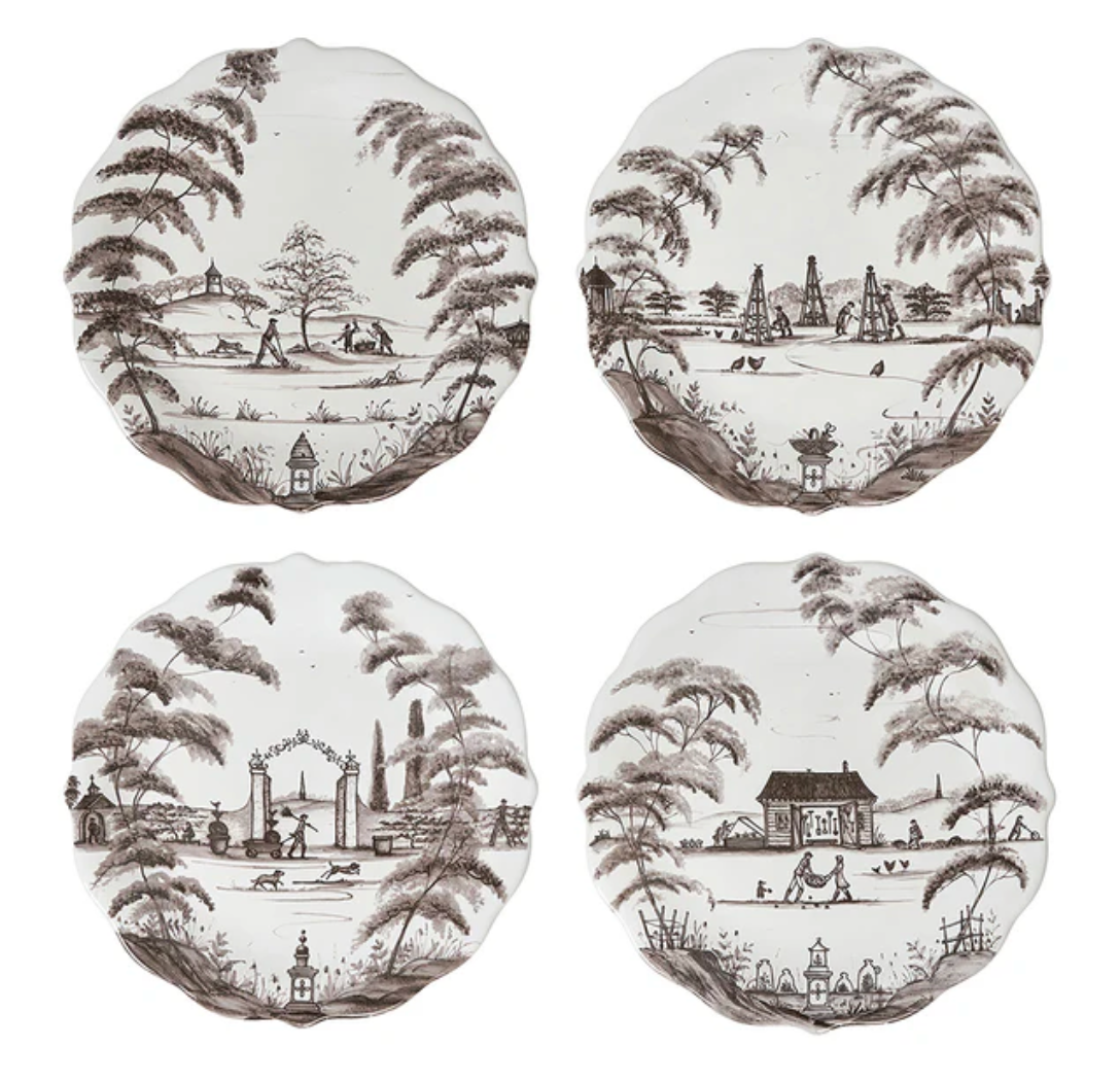 Country Estate Party Plate Assorted Set/4 - Flint Grey