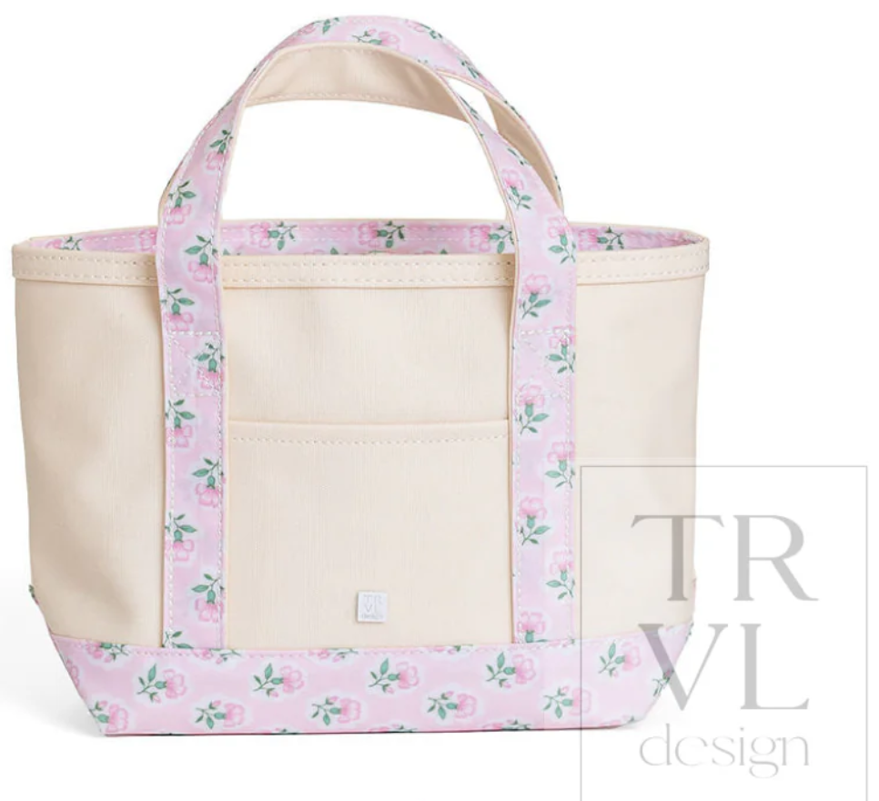Mini Tote - Petite Fleur Pink Trim
