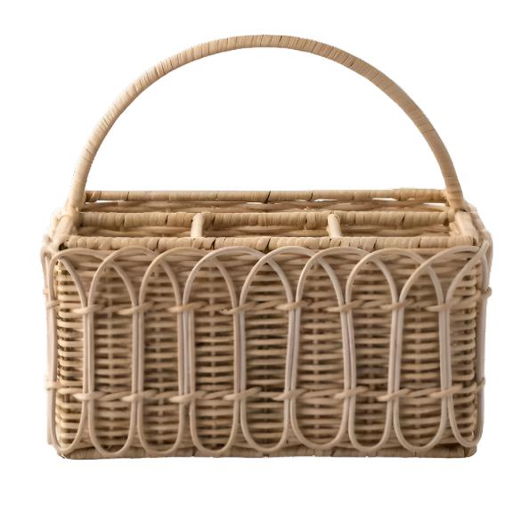 Provence Rattan Whitewash Silverware Caddy