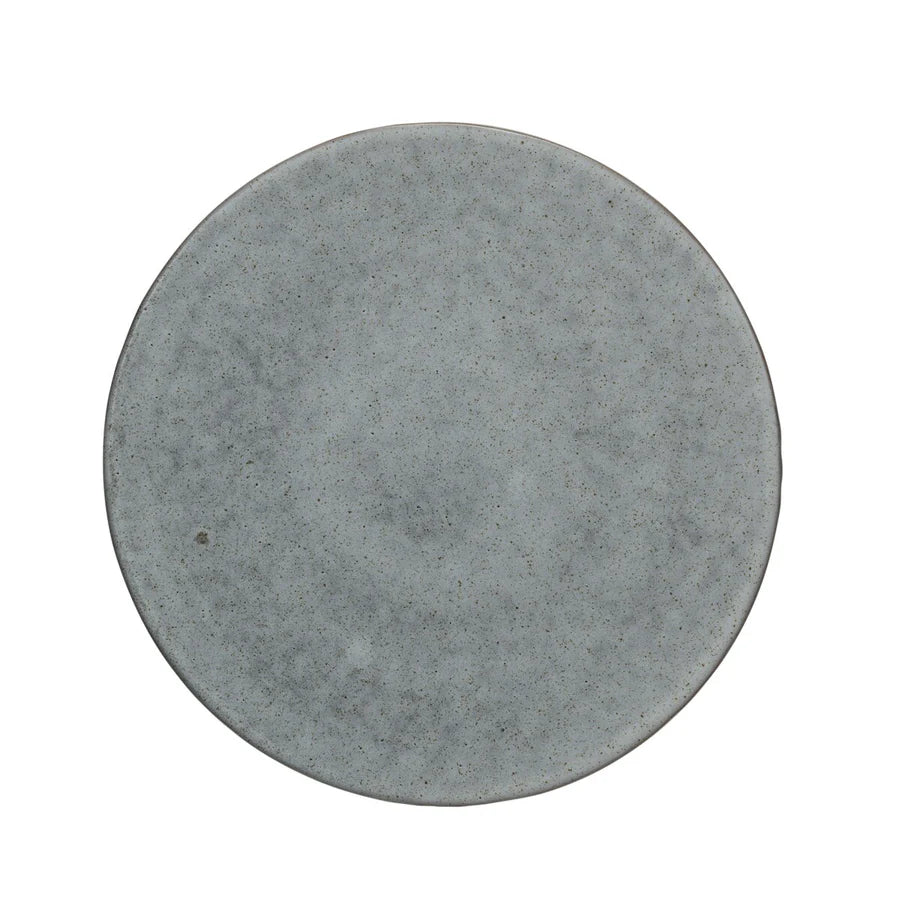 Speckled Stoneware Pedestal with Paulownia Wood Ball Base