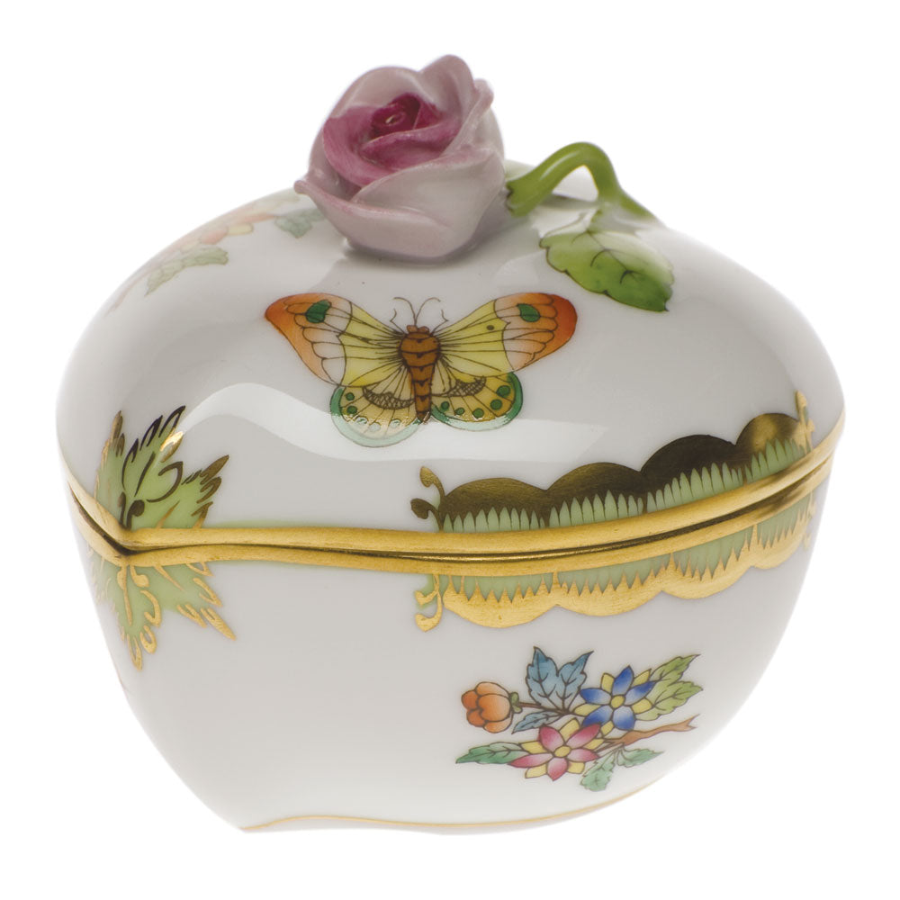 Queen Victoria Green Heart Bonbon with Rose, Motif 9