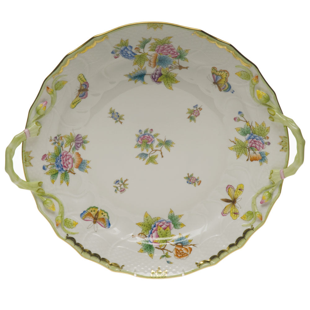 Queen Victoria Green Chop Plate with Handles, 14″ diameter
