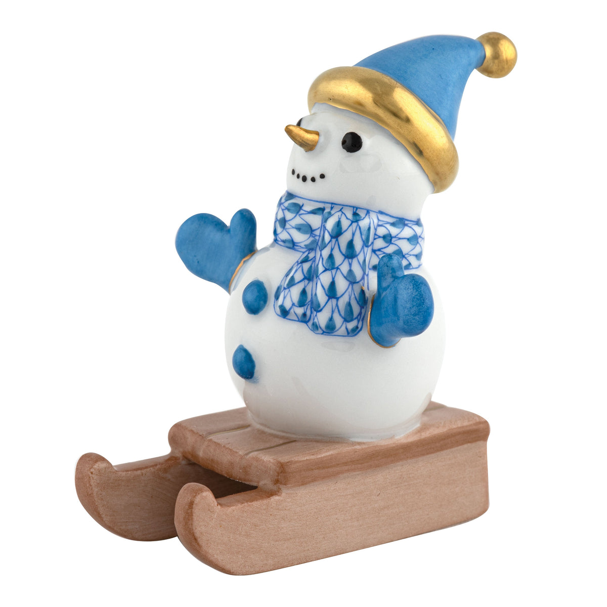 Sledding Snowman — Blue
