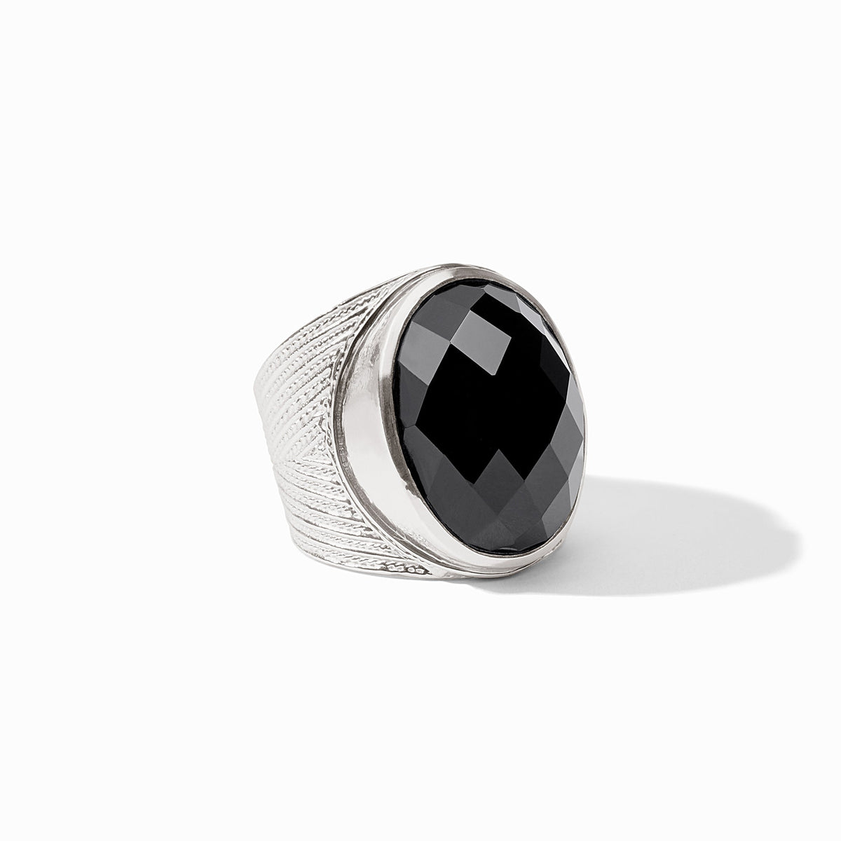 Julie Vos Sterling Verona Statement Ring, Obsidian Black