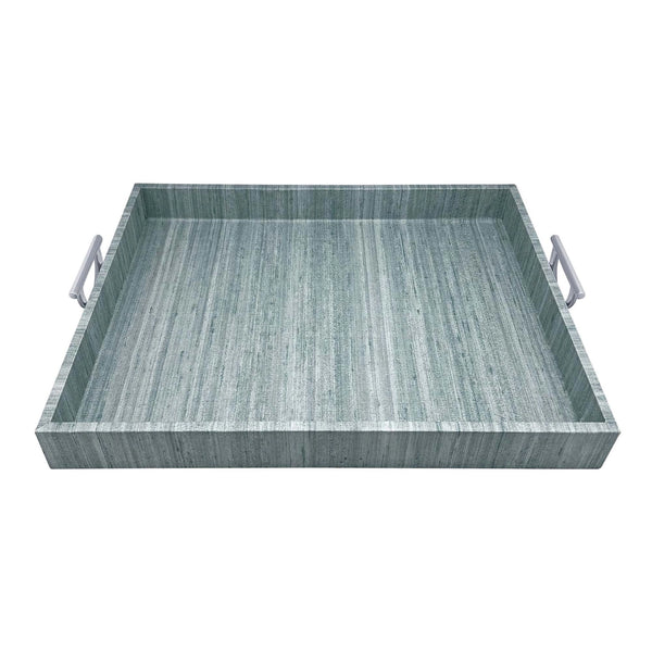 Capri Faux Grasscloth Tray with Metal Handles