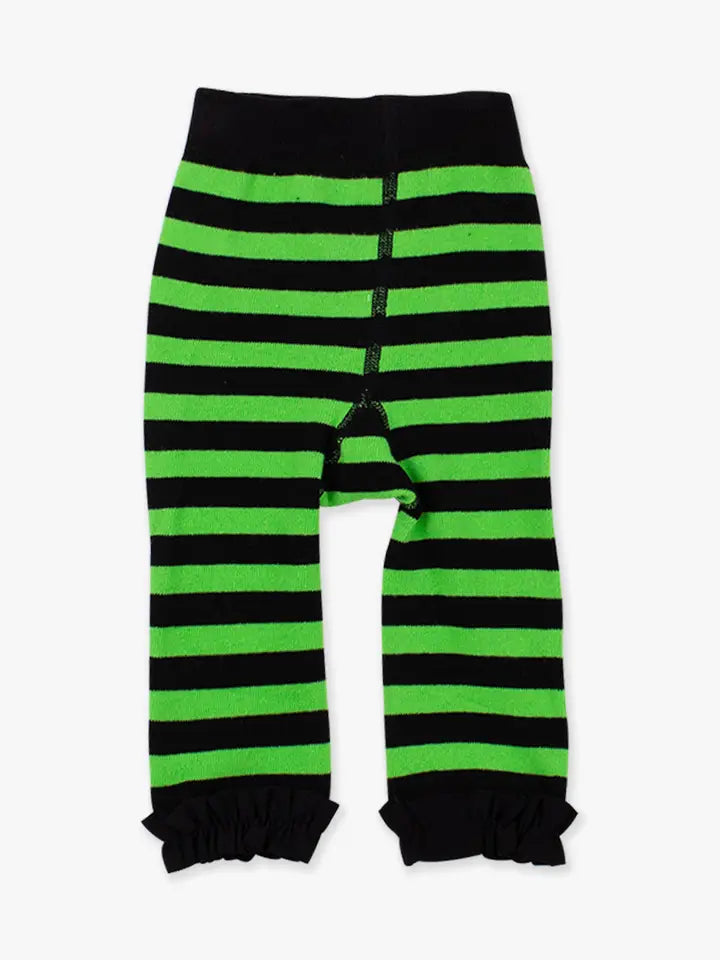 Green Stripe Footless Ruffle Tights