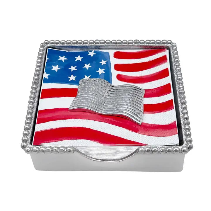 American Flag Beaded Napkin Box Set