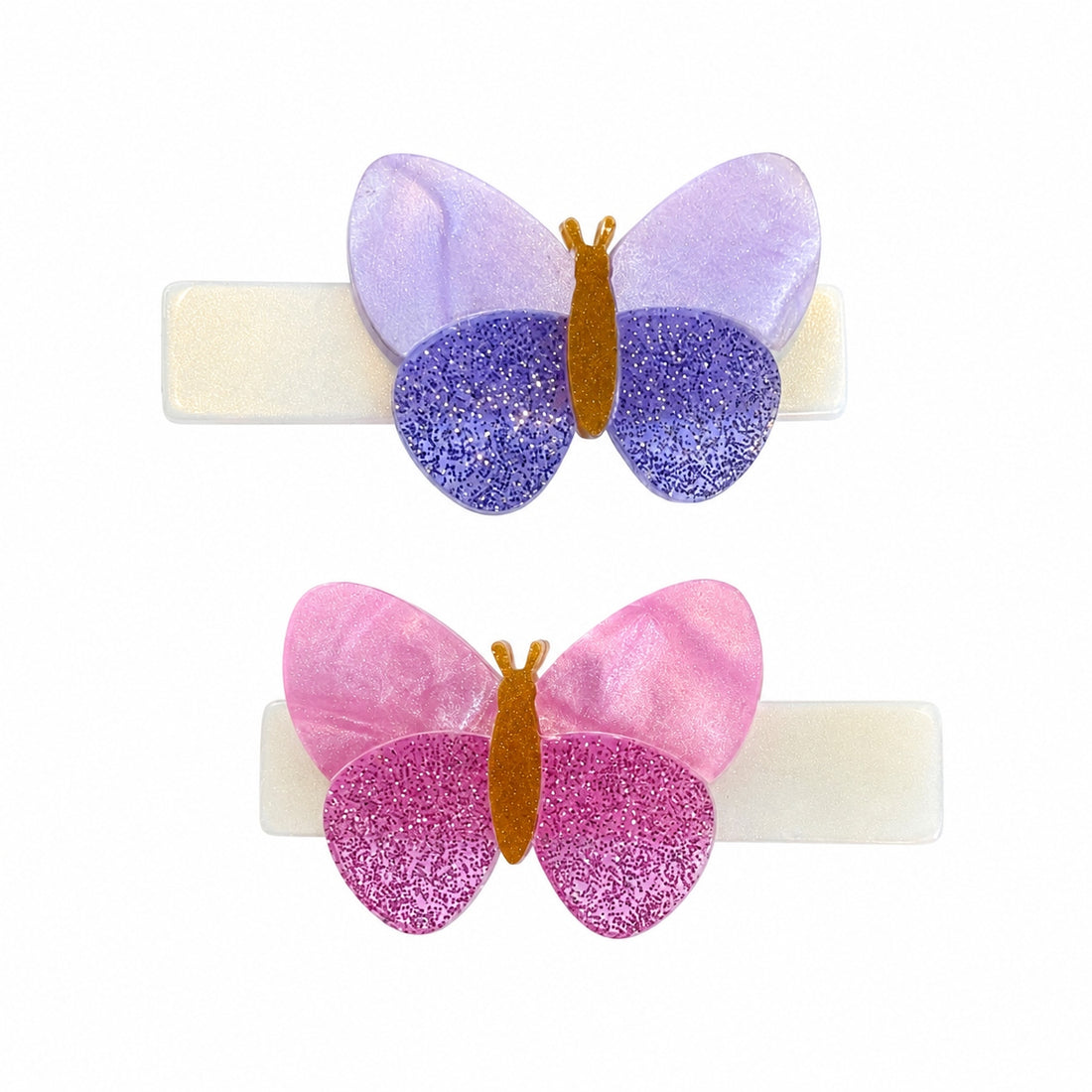 Butterflies Shimmer Lilac & Pink Hair Clips -Spr