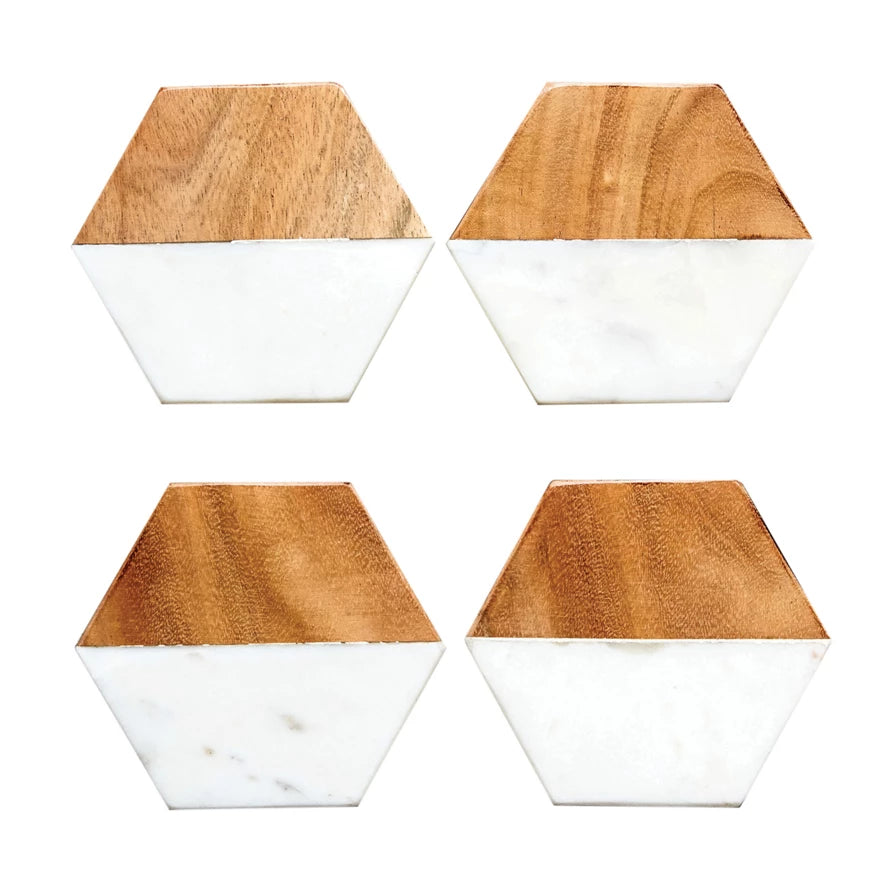 Wood Hexagon Coasters (Set of 4)