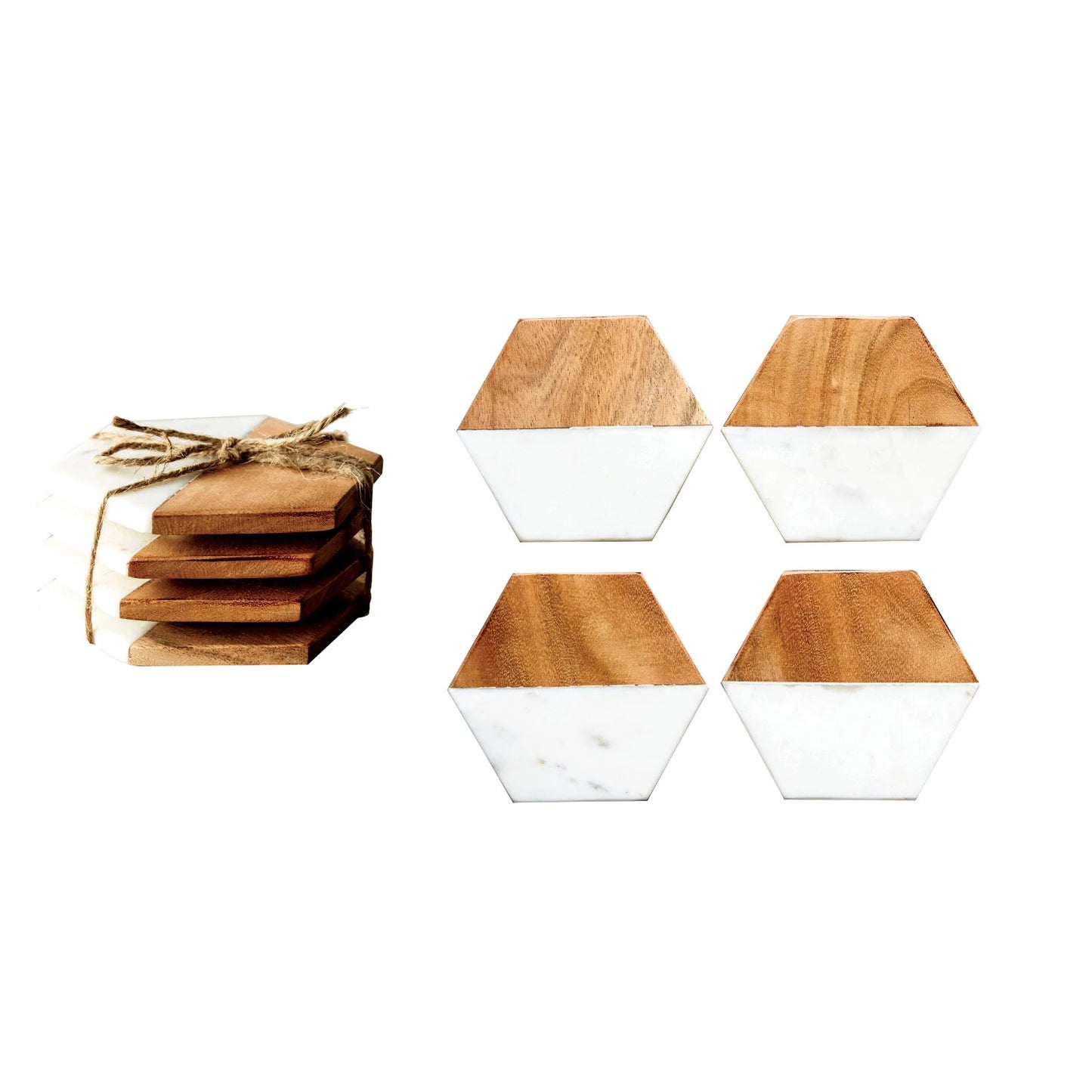 Wood Hexagon Coasters (Set of 4)