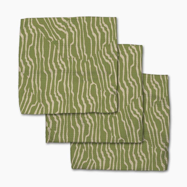 Stripe Funk Grounds Green Dishcloth Set of 3