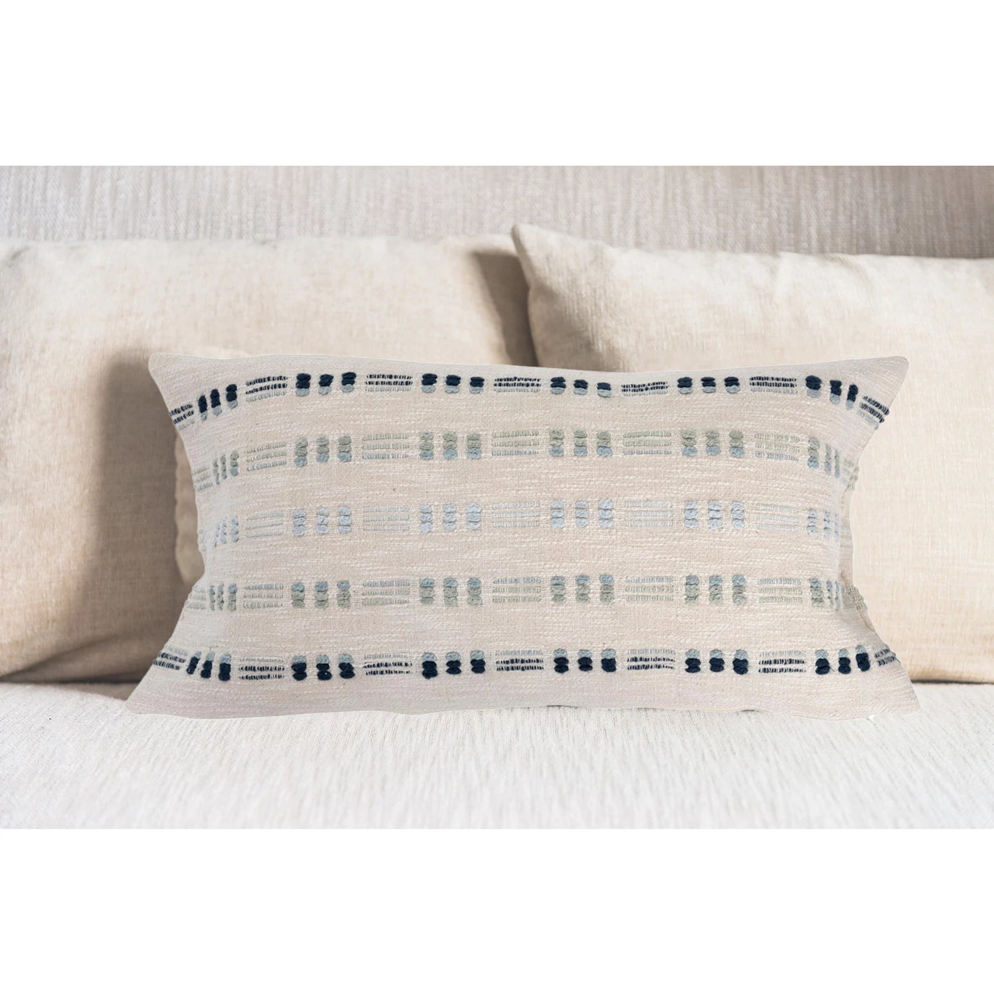 Woven Cotton Lumbar Pillow w/ Embr
